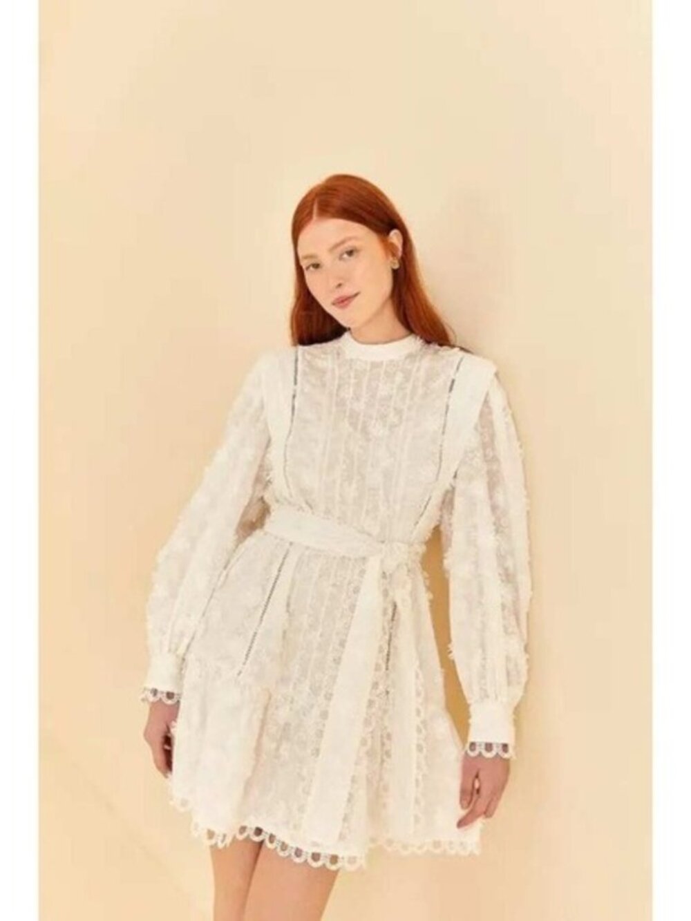 FARM Rio Off-White 3D Flower Pleated Mini Dress - Picture 5 of 6